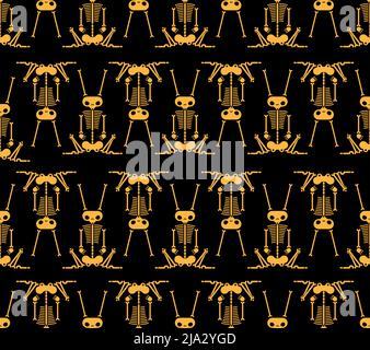 Motif de dessin animé de lapin squelette sans couture. Arrière-plan du lièvre crânien Illustration de Vecteur