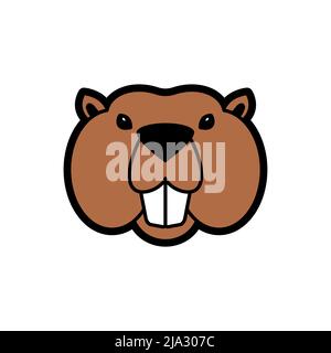 Icône de visage de castor isolée. Illustration du vecteur de tête Beaver Illustration de Vecteur