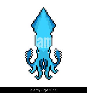 Pixel art Squid isolé. icône calalaire 8 bits. illustration pixélisée Illustration de Vecteur