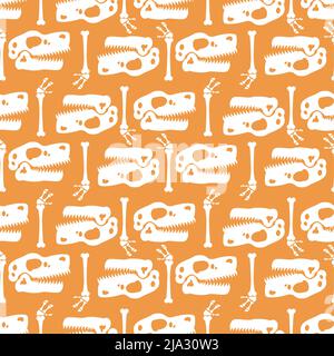 Motif crâne de dinosaure sans couture. Le crâne du fond de tyrannosaurus rex. texture osseuse t-rex Illustration de Vecteur