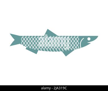 Icône d'anchois isolée. Petit panneau de poisson de randonnée. Illustration vectorielle Illustration de Vecteur