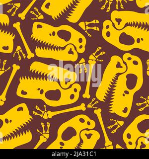 Motif crâne de dinosaure sans couture. Le crâne du fond de tyrannosaurus rex. texture osseuse t-rex Illustration de Vecteur