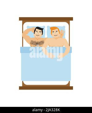 Couple LGBT au lit. Amour gay. Les amateurs d'illustrations d'amour de concept LGBT Illustration de Vecteur