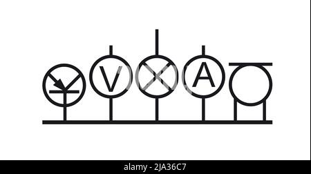 Composant radio. Circuit électronique de la radio. Désignation symbolique. Isolé sur fond blanc. Vecteur. Illustration de Vecteur