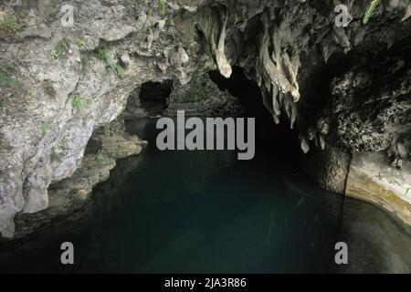 Grottes calcaires de Waikelo Sawah, une source d'eau rare à Sumba, une île régulièrement touchée par la sécheresse, située dans le village de Tema Tana, à l'est de Wewewa, au sud-ouest de Sumba, à l'est de Nusa Tenggara, en Indonésie. Banque D'Images