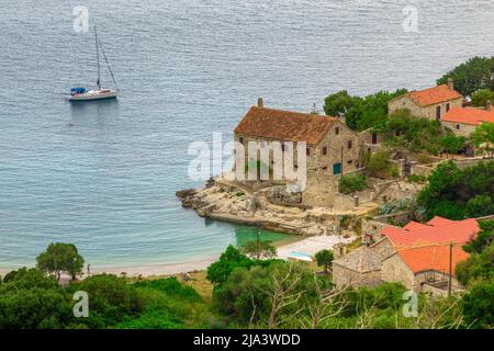 Dubovica Beach, Hvar, Dalmatie, Croatie, Europe Banque D'Images