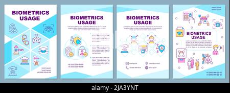 Modèle de brochure bleue sur l'utilisation des données biométriques Illustration de Vecteur