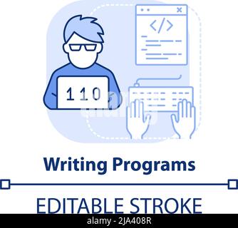 Icône de concept bleu clair pour l'écriture de programmes Illustration de Vecteur
