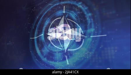 Image de la numérisation de l'oscilloscope et du texte de 5g sur le drapeau de l'otan Banque D'Images