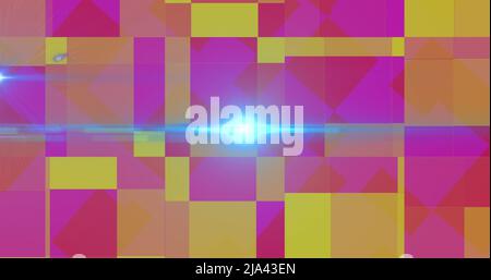 Image de lumières et de formes sur fond avec des carrés colorés Banque D'Images