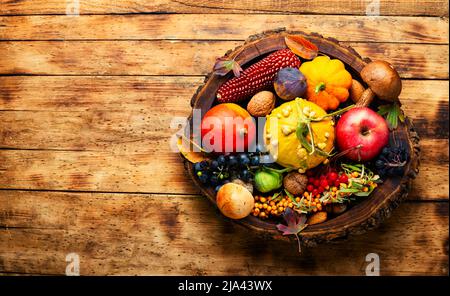 Ensemble de fruits, légumes et baies d'automne.espace pour le texte Banque D'Images