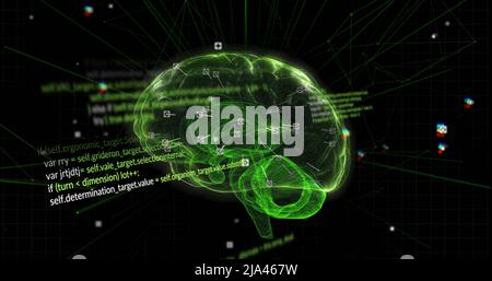 Image du traitement des données et du cerveau sur fond noir Banque D'Images