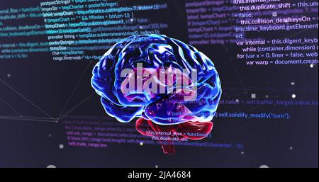 Image du traitement des données et du cerveau sur fond noir Banque D'Images