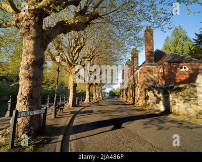 Le quai de Saint Helen est un point de beauté réputé sur la Tamise, juste en amont du pont médiéval d'Abingdon-on-Thames. Le quai était pour centurie Banque D'Images