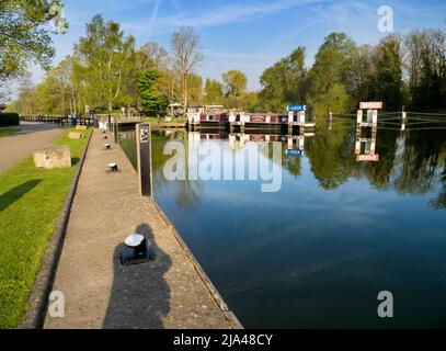 Une scène intemporelle aux portes d'Abingdon lors d'une belle matinée du printemps ; ces écluses pittoresques sont sur la Tamise, juste en amont du célèbre mediev d'Abingdon Banque D'Images