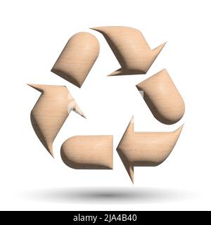 3D symbole de recyclage du bois illustration sur fond blanc 3D symbole de recyclage du bois illustration sur fond blanc Banque D'Images