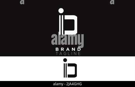 Lettres de l'alphabet initiales Monogram logo ID, DI, I et D Illustration de Vecteur
