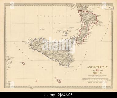 ITALIE ANTIQUE SUD.Sicile Brutii Melita (Malte).Original color.SDUK 1844 carte Banque D'Images