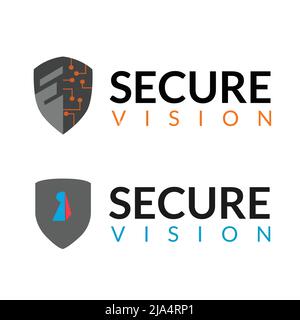 Ensemble d'icônes conception du logo Secure Vision et Security inspiration avec élément de diagramme et icône de verrou Illustration de Vecteur