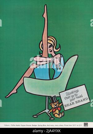 Bas Bear marque Bear marque nylons BRI nylon vintage papier publicité annonce 1960s 1970s Banque D'Images