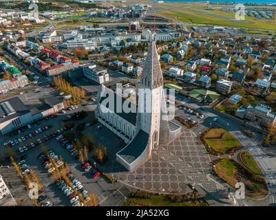 Église de Hallgrimskirkja à Reykjavik. Banque D'Images