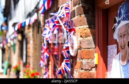 Le village d'Alfriston se prépare aux célébrations du Jubilé de 70th de la reine Elizabeth Banque D'Images