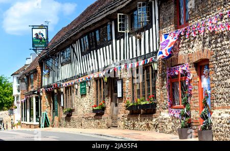 Le village d'Alfriston se prépare aux célébrations du Jubilé de 70th de la reine Elizabeth Banque D'Images