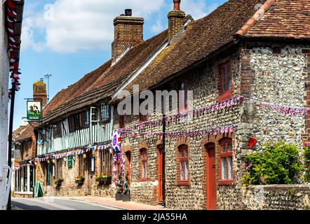 Le village d'Alfriston se prépare aux célébrations du Jubilé de 70th de la reine Elizabeth Banque D'Images