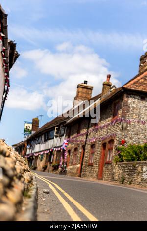 Le village d'Alfriston se prépare aux célébrations du Jubilé de 70th de la reine Elizabeth Banque D'Images