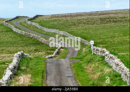 Vue sur la route autour de l'île Rousay, Rousay, Orcades, Écosse. Banque D'Images