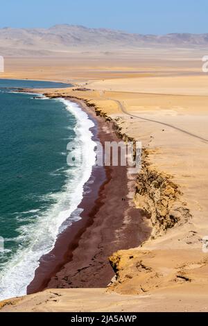 La plage Rouge, Réserve de Paracas, région de l'ICA, Pérou. Banque D'Images