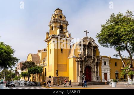 L'Église de la Sainte Croix, district de Barranco, Lima, Pérou. Banque D'Images