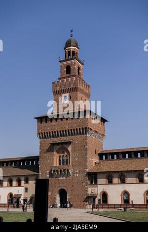 Magnifique château de Sforza , Castello Sforzesco à Milan, Italie Banque D'Images