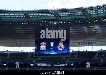 Saint Denis, France. 27th mai 2022. La signalisation est visible à l'intérieur du Stade de France lors de la finale de l'UEFA Champions League 2021/22 Real Madrid Training session au Stade de France le 27 mai 2022 à Paris, France. Le Real Madrid affrontera Liverpool lors de la finale de la Ligue des champions de l'UEFA le 28 mai 2022. Credit: Giuseppe Maffia/Alay Live News Banque D'Images