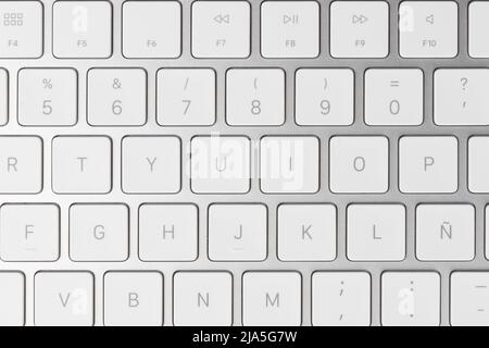 Clavier blanc et argent vue rapprochée du dessus Banque D'Images