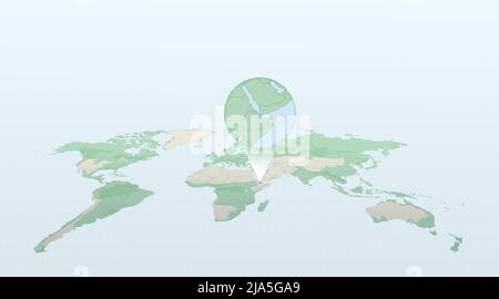 Carte du monde en perspective montrant l'emplacement du pays Djibouti avec carte détaillée avec le drapeau de Djibouti. Illustration vectorielle. Illustration de Vecteur