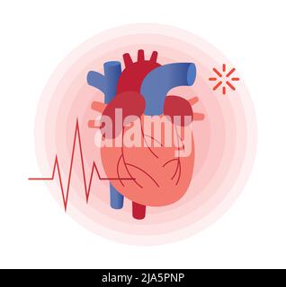 Crise cardiaque avec icône de stock de symboles ECG comme fichier EPS 10 Illustration de Vecteur