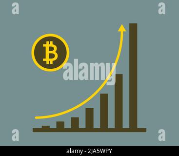 Business Bitcoin concept graphique de croissance sur la médaille bitcoin arrière-plan.vector Illustrator Illustration de Vecteur