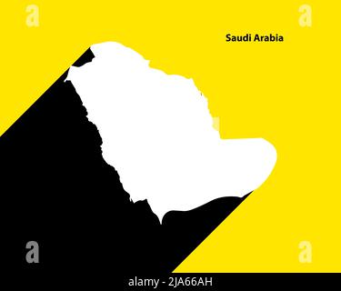 Arabie Saoudite carte sur affiche rétro avec une longue ombre. Signe vintage facile à éditer, manipuler, redimensionner ou coloriser. Illustration de Vecteur