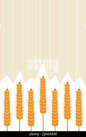 Épis de blé et rayures sur fond blanc. Illustration vectorielle. Style simple. Illustration de Vecteur