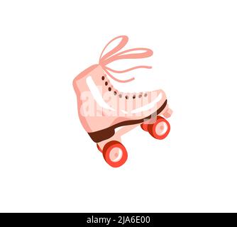 Dessin à la main vecteur abstrait plat graphique moderne illustration rétro vintage, rose, disco rouleau skate chaussure, 90 vintage print concept, rétro vecteur Illustration de Vecteur