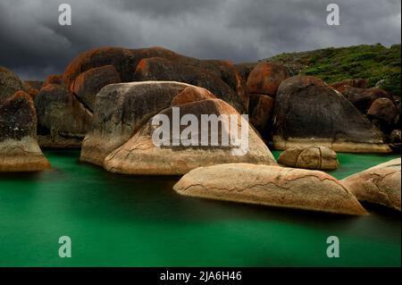 Elephant Rocks magnifiquement façonné dans le parc national de William Bay. Banque D'Images