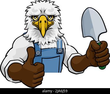 Mascotte des animaux jardinage jardinier Eagle Illustration de Vecteur