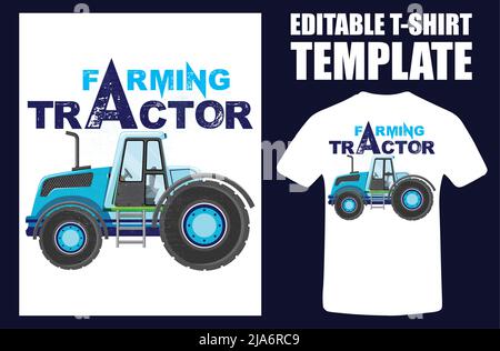 Tracteur agricole d'époque à couches de couleur. Tracteur à dessin manuel. Truck Driver Vintage Typographie Graphic T shirt Design. Illustration vectorielle dessinée à la main. V Illustration de Vecteur