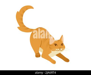 Dessin animé de chat au gingembre couché sur le sol dessin animé animal dessin vectoriel illustration isolée sur fond blanc Illustration de Vecteur