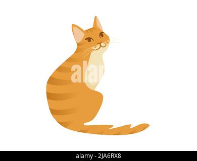 Dessin animé de chat au gingembre assis sur le sol dessin animé animal dessin vectoriel illustration isolée sur fond blanc Illustration de Vecteur
