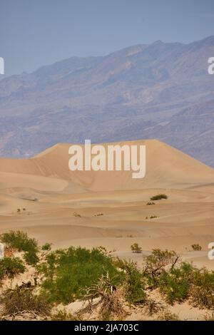 Les montagnes de la Vallée de la mort entourent les dunes de sable Banque D'Images