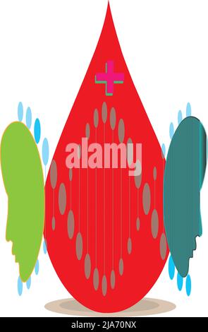 Sang avec l'ADN structurel pour la santé des personnes. Logo Health Vector. Qualité optimale. Illustration de Vecteur