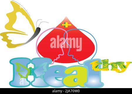 Sang pour guérir et en bonne santé. Logo vecteur de santé. Nouveau concept sain. Bon logo pour les communications. Illustration de Vecteur