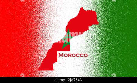 Drapeau et carte du Maroc, emblème national. Avec une couleur marocaine harmonieuse Rouge et Vert Banque D'Images